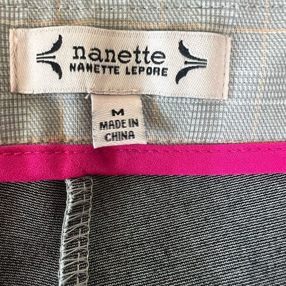 Nanette Lepore pull on grey white checkered ankle pants academia professional - Picture 4 of 16